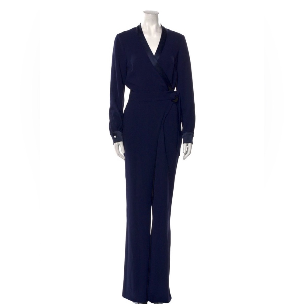 DVF Navy Wrap Jumpsuit